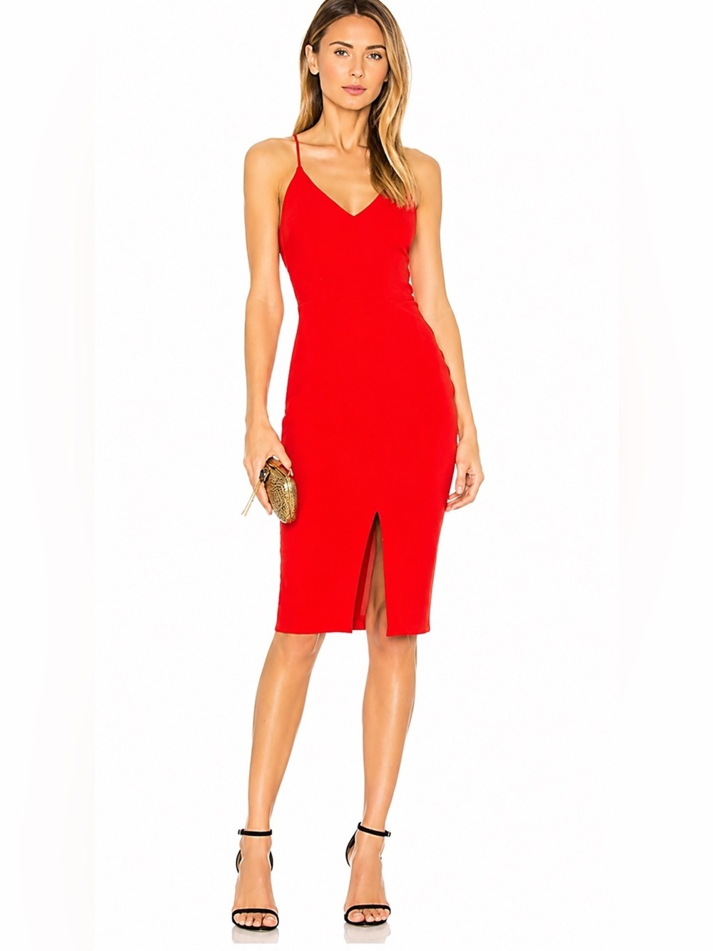 Likely Brooklyn Red Spaghetti Strap Midi Dress | Size 2